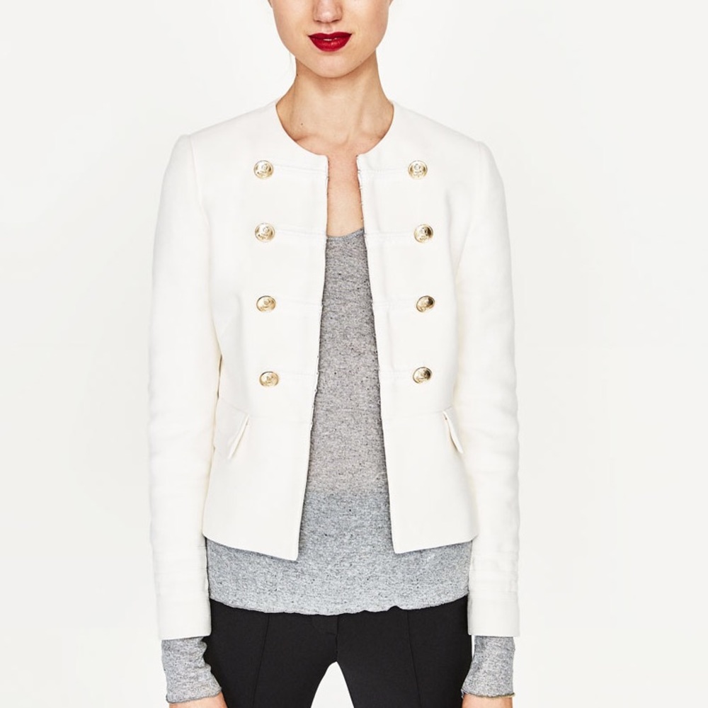 Zara ecru jacket with golden buttons